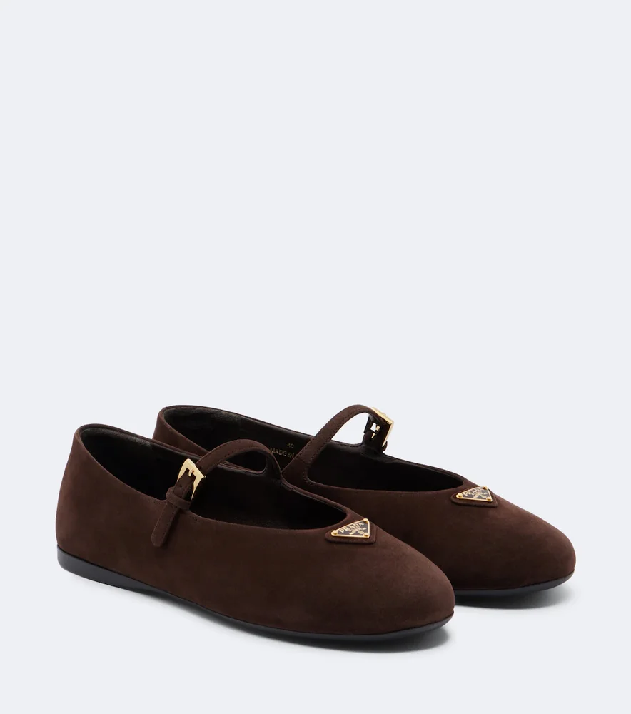 Suede Mary Jane flats