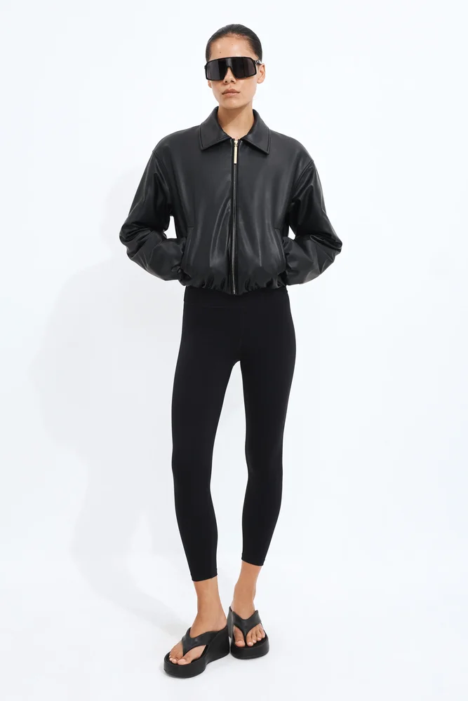 Vegan Leather Bomber Jacket