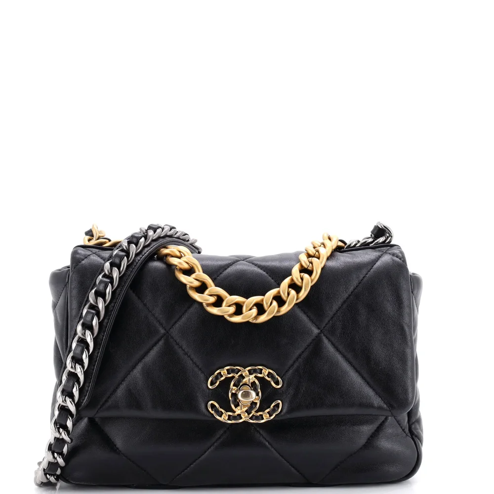 Pre-Owned Chanel 19 Flap Bag Quilted Stitched Lambskin Medium