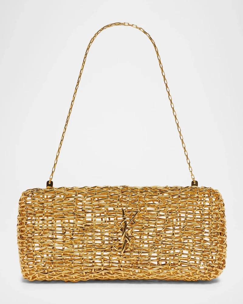Tresse Woven Brass Clutch Bag