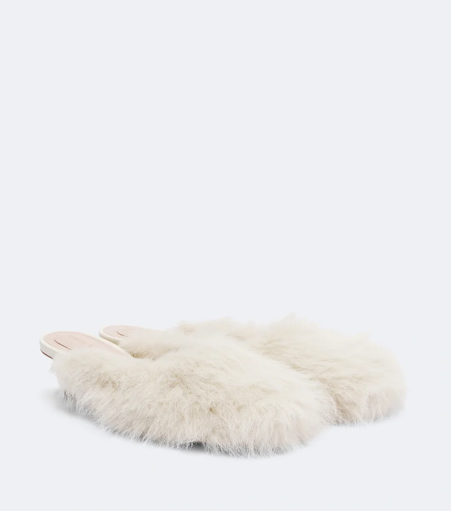 Leather-trimmed mules