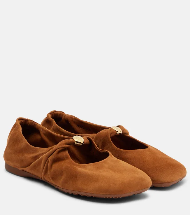 Pebble Soft suede Mary Jane flats