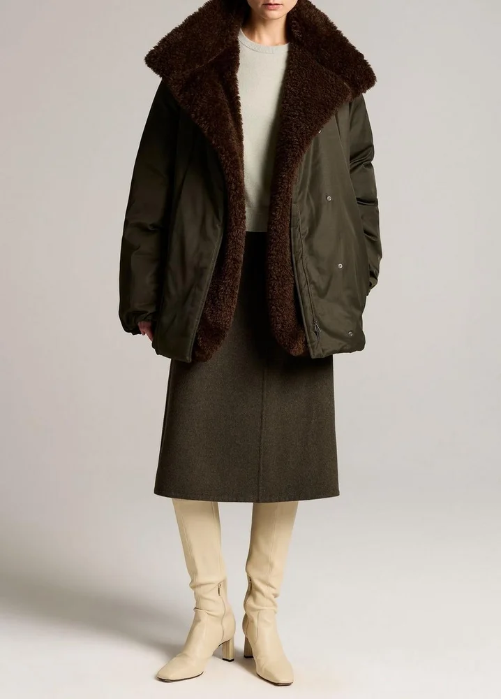 Faux-Fur-Lined Puffer Coat
