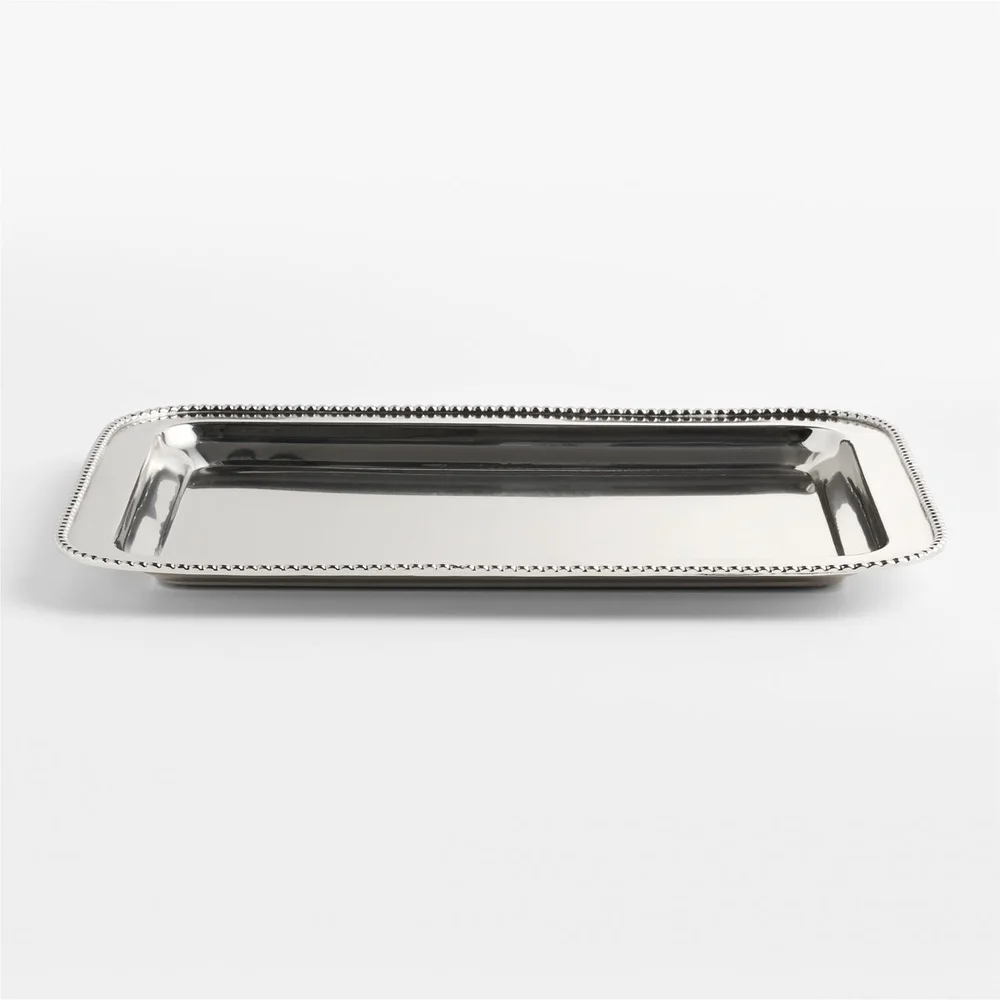 Bijoux Chrome Finished Beaded Trim Serving Tray
