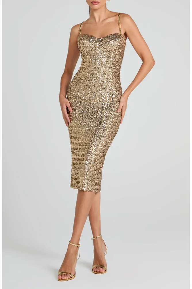 Nina Sequin Body-Con Cocktail Dress