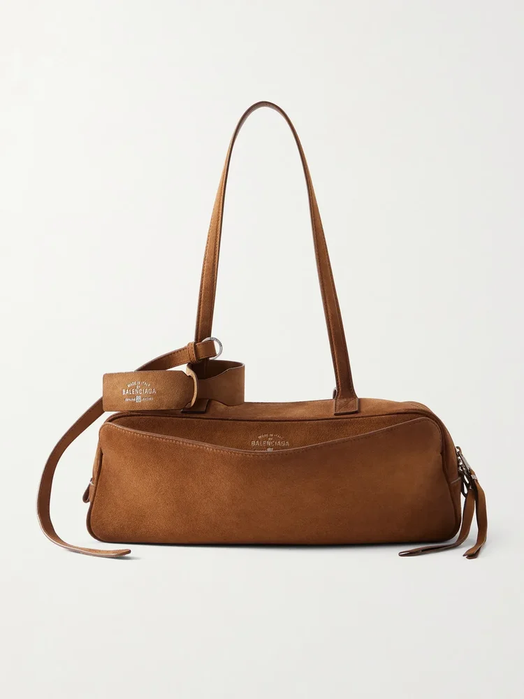 Balenciaga Carrie small suede shoulder bag
