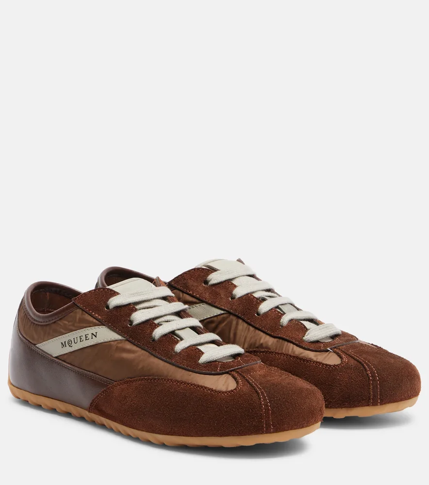 Boxe suede-trimmed sneakers