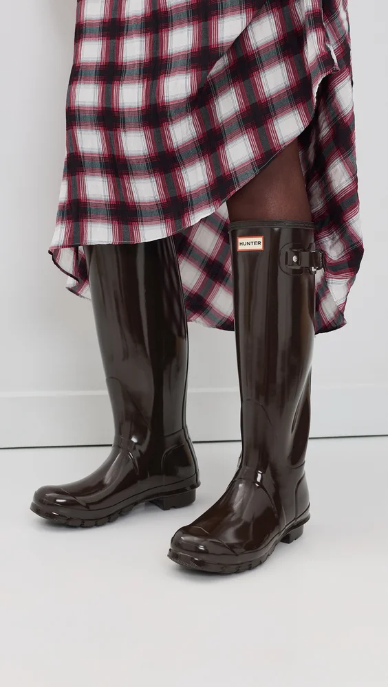 Original Tall Gloss Rain Boots (Dark Brown)
