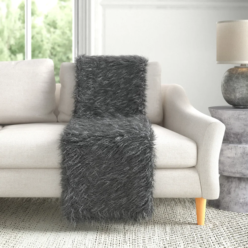 Rooke Faux Fur Woven Throw Blanket