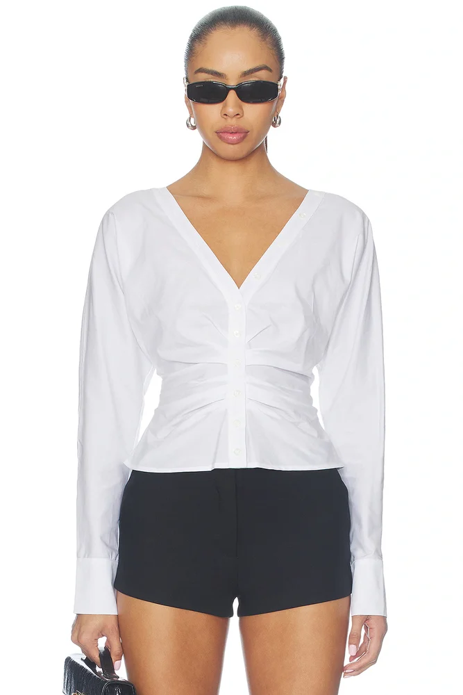 Ruched Poplin Shirt