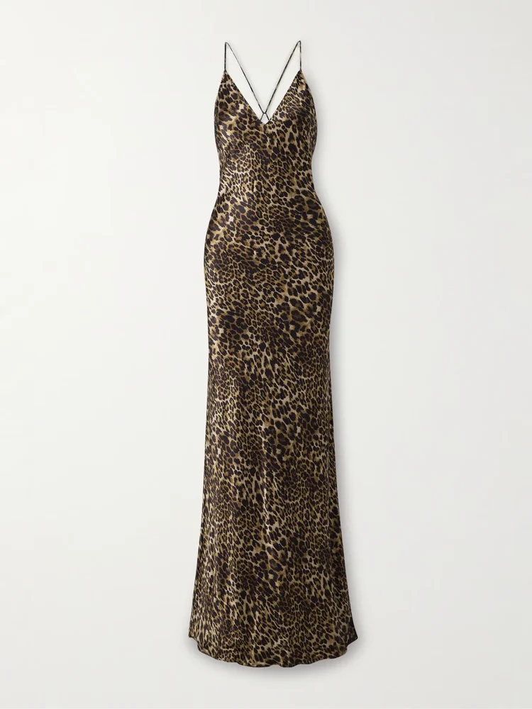 Ira leopard-print silk-charmeuse gown