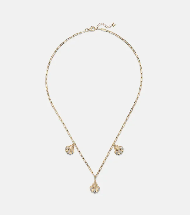 3 Petite Venus Shell 14kt gold necklace with diamonds