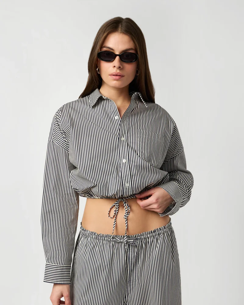 Striped Bubble Button Up Poplin Shirt
