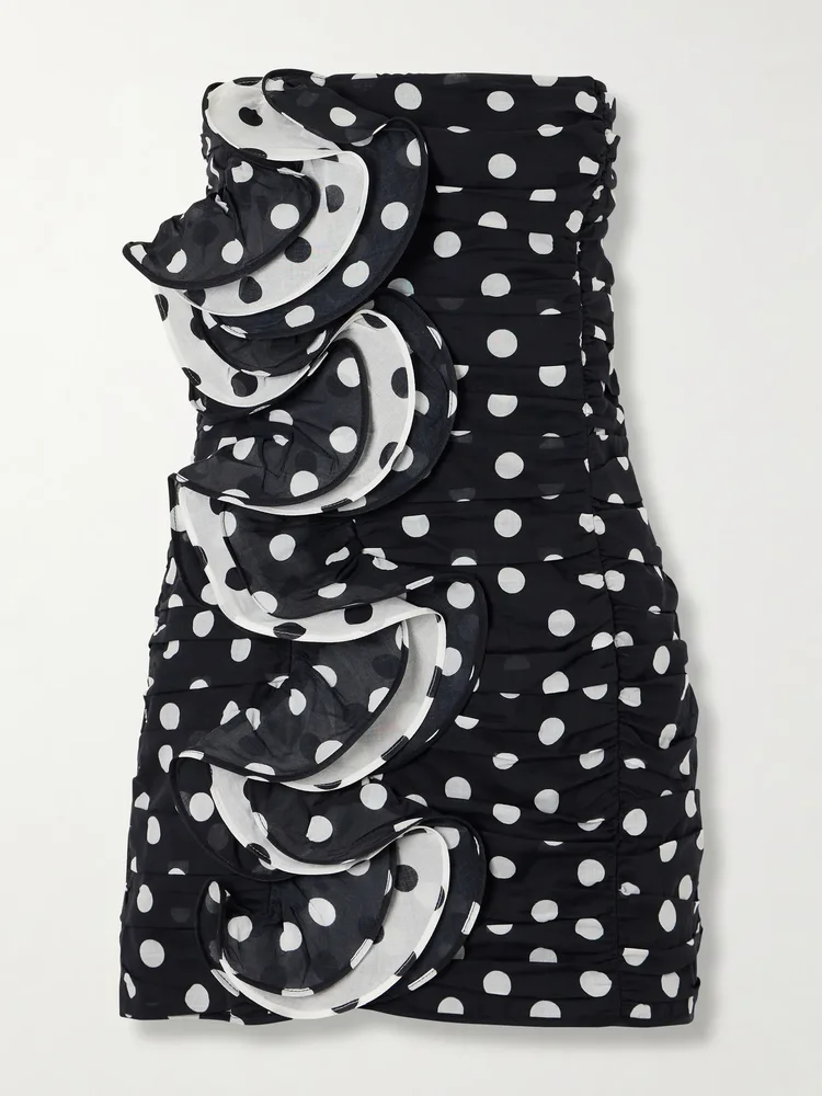Rocio ruffled polka-dot cotton-blend voile mini dress
