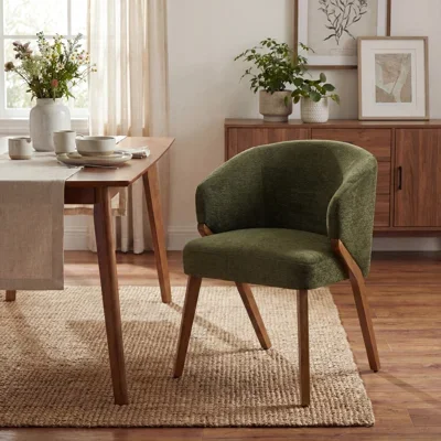Upholstered Dining Chair with Wooden Legs
