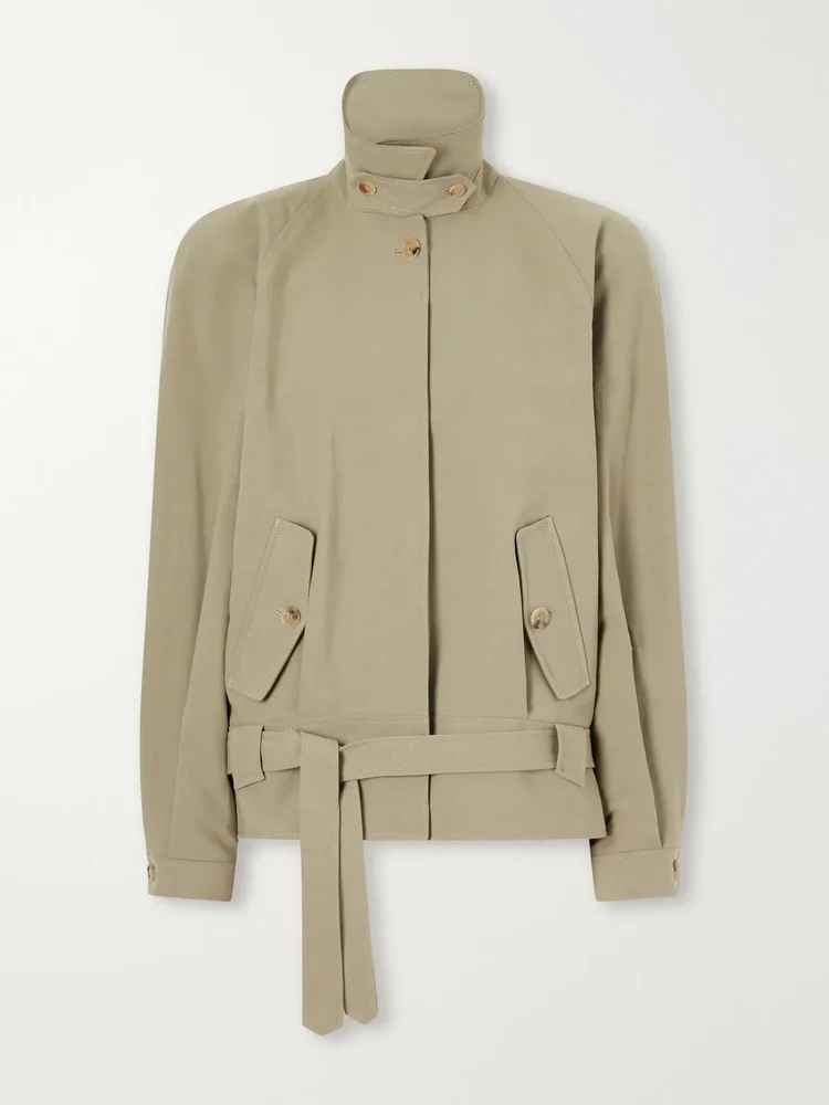 Belted cotton-gabardine jacket