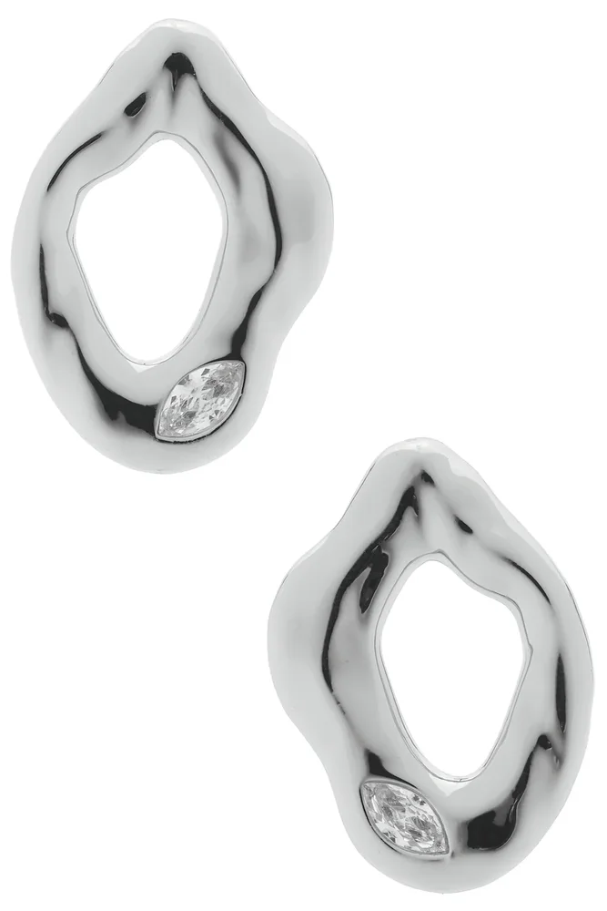 Melting Metal Crystal Earrings