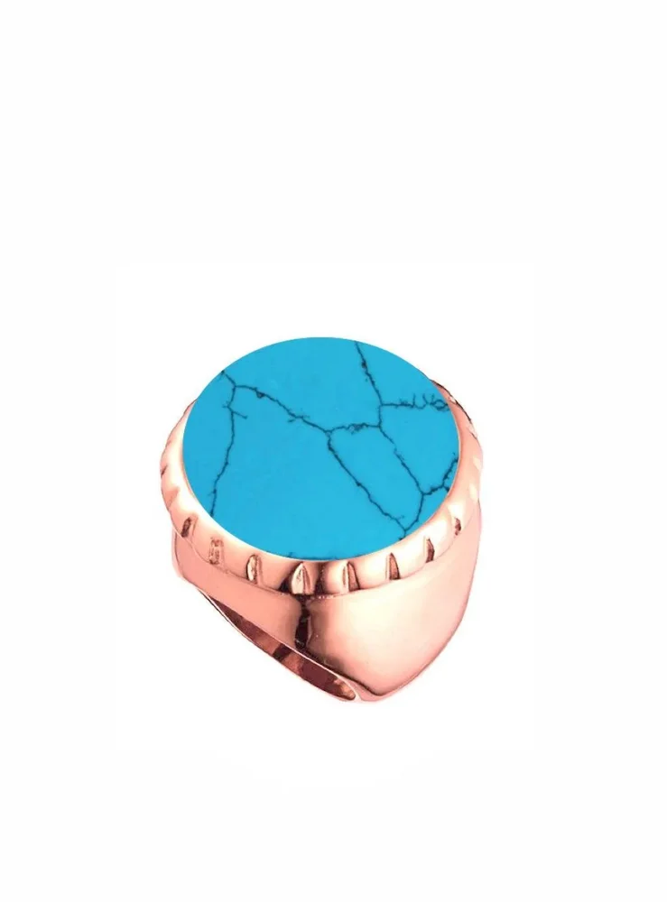 18k Rose Gold Statement Turquoise Ring - - FINAL SALE