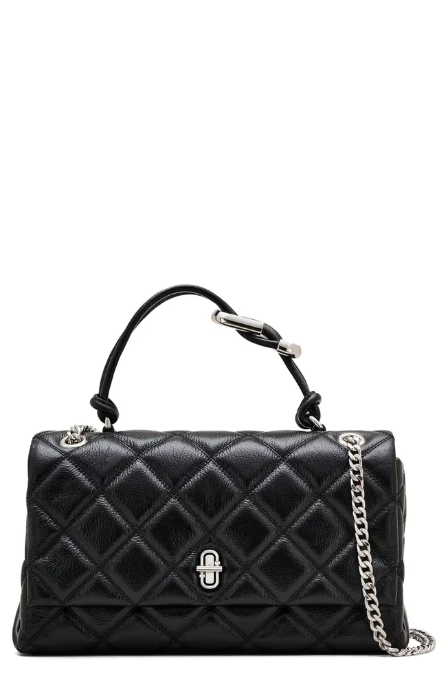 The Dual Chain Diamond Quilted Convertible Leather Shoulder Bag