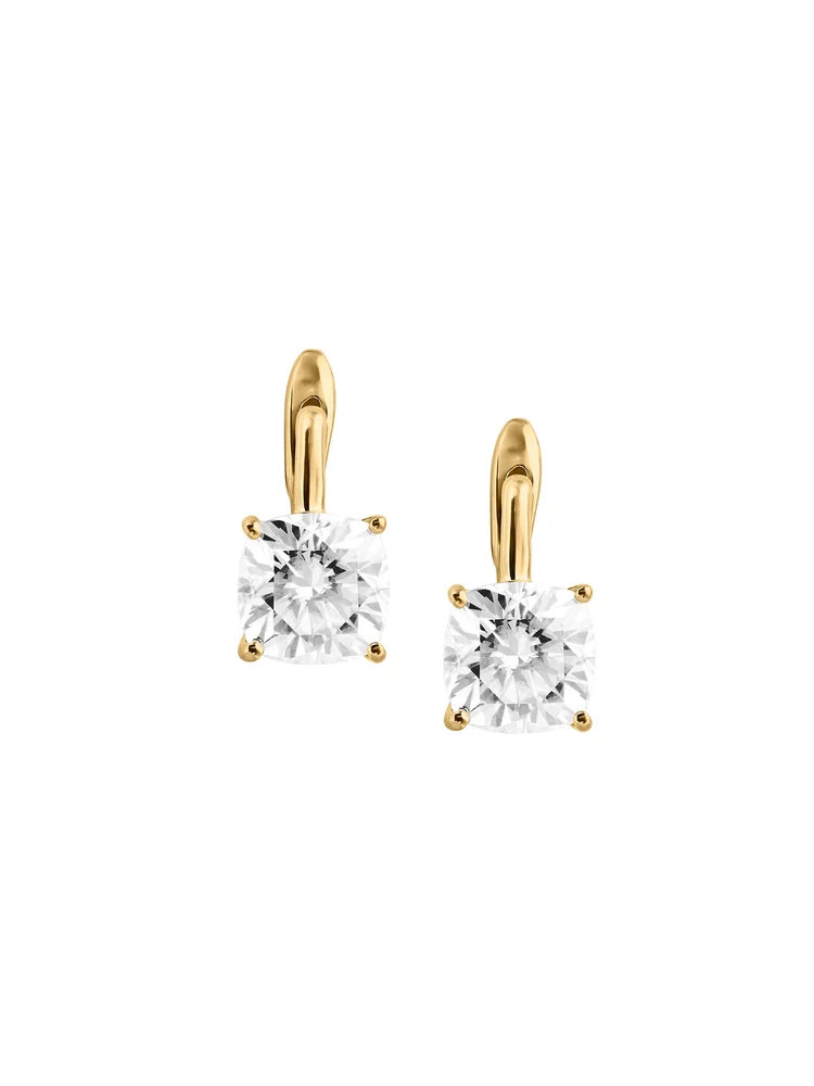 Porter Cushion-Cut Earrings in Moissanite, 18K Gold Vermeil