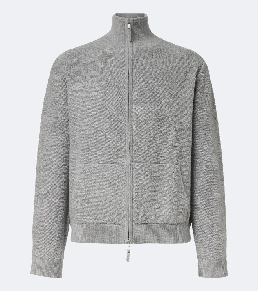 Wool and cashmere zip-up sweater