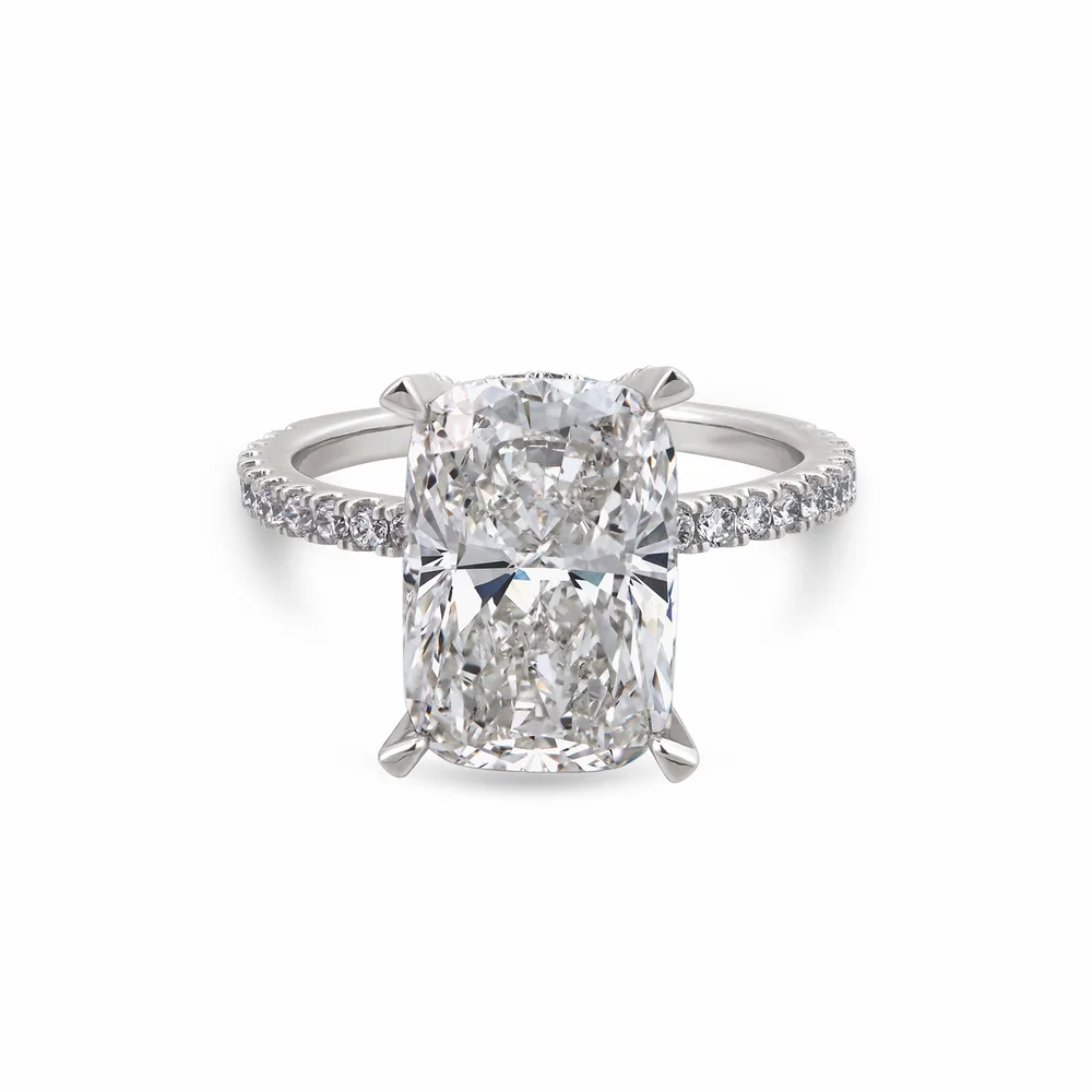 5 2/3 ct. tw. Elongated Cushion Lab Diamond Hidden Halo Engagement Ring in 14kt White Gold