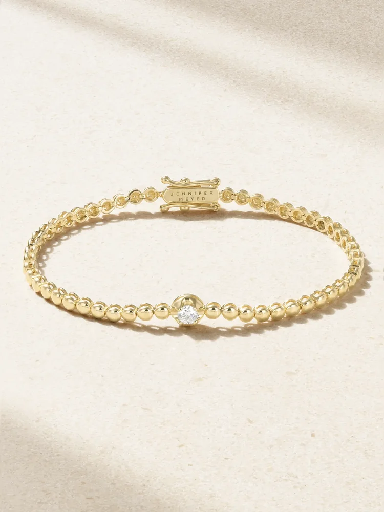 Mini Bezel 18-karat gold diamond tennis bracelet