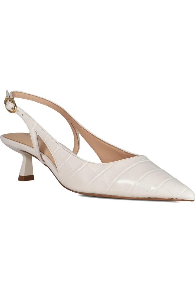 Cyan Slingback Pointed Toe Kitten Heel Pump