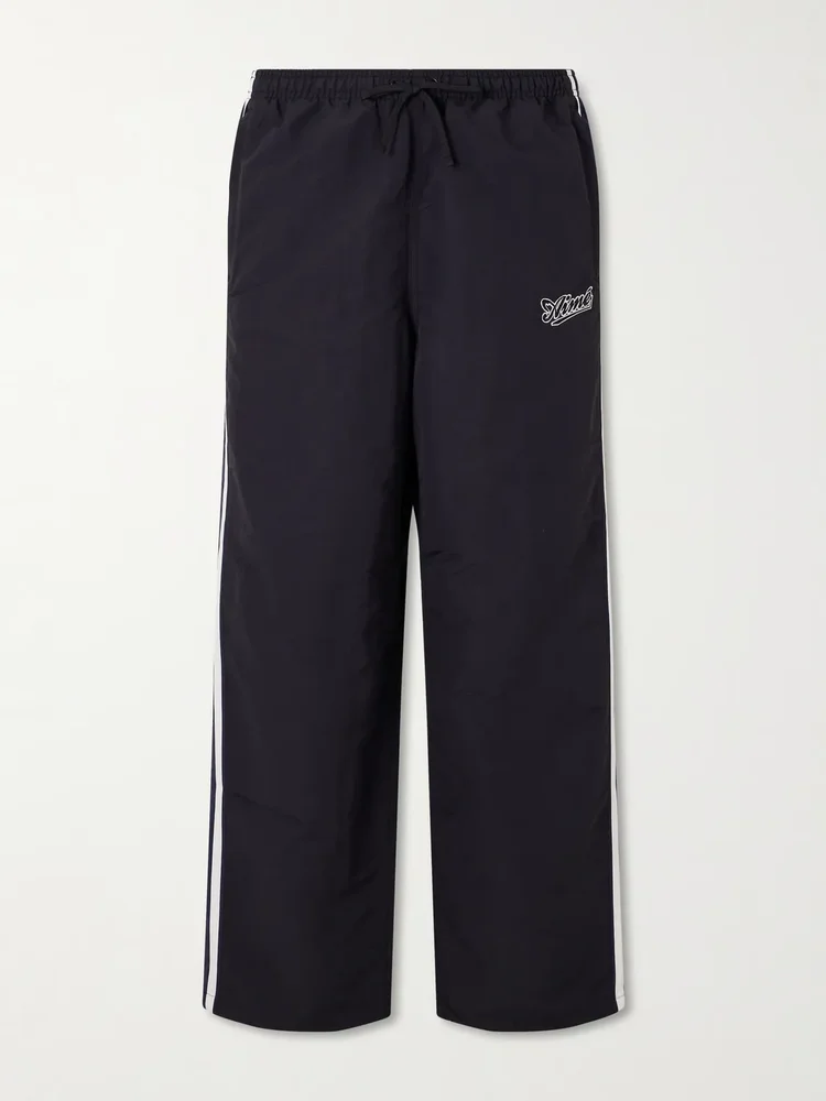 Straight-Leg Logo-Embroidered Striped Shell Sweatpants