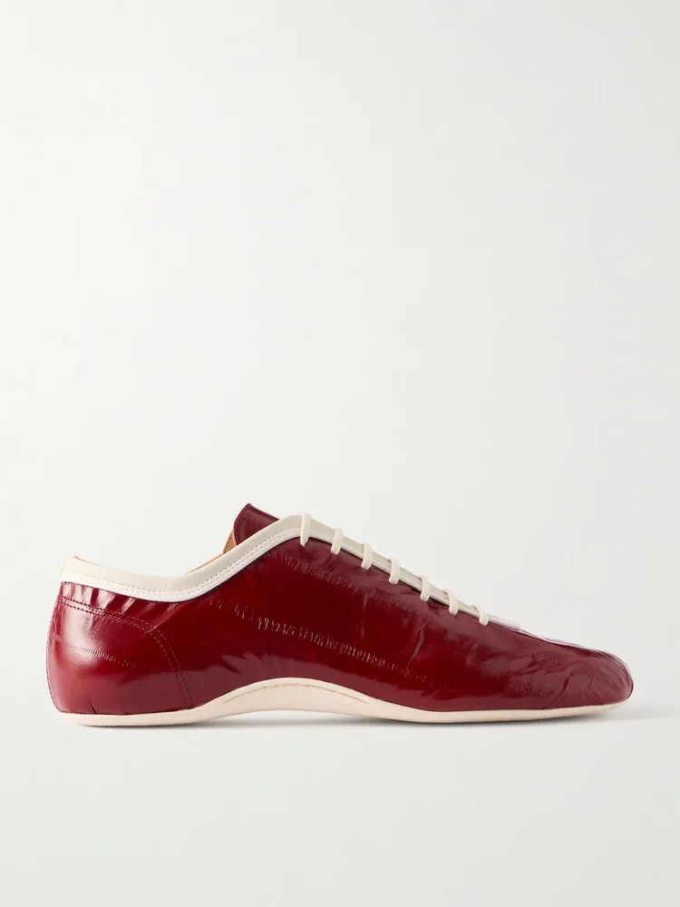 Glossed Leather Sneakers