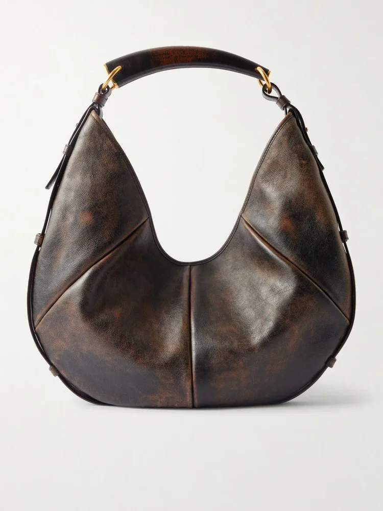 mombasa paneled leather shoulder bag