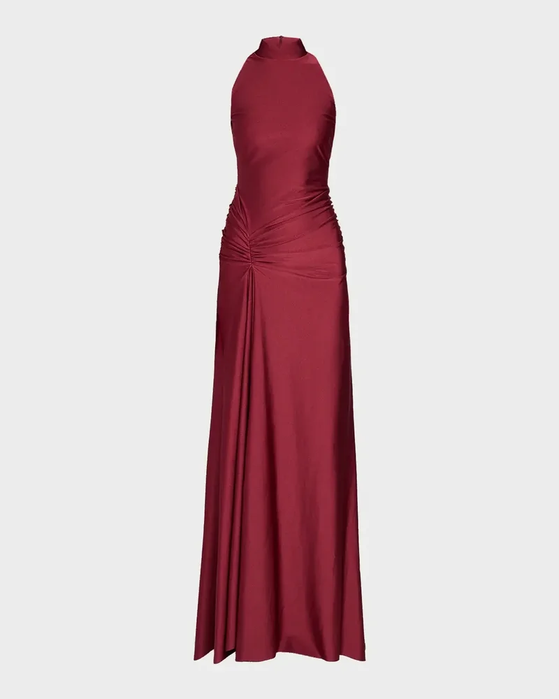 Draped Mock-Neck Column Gown