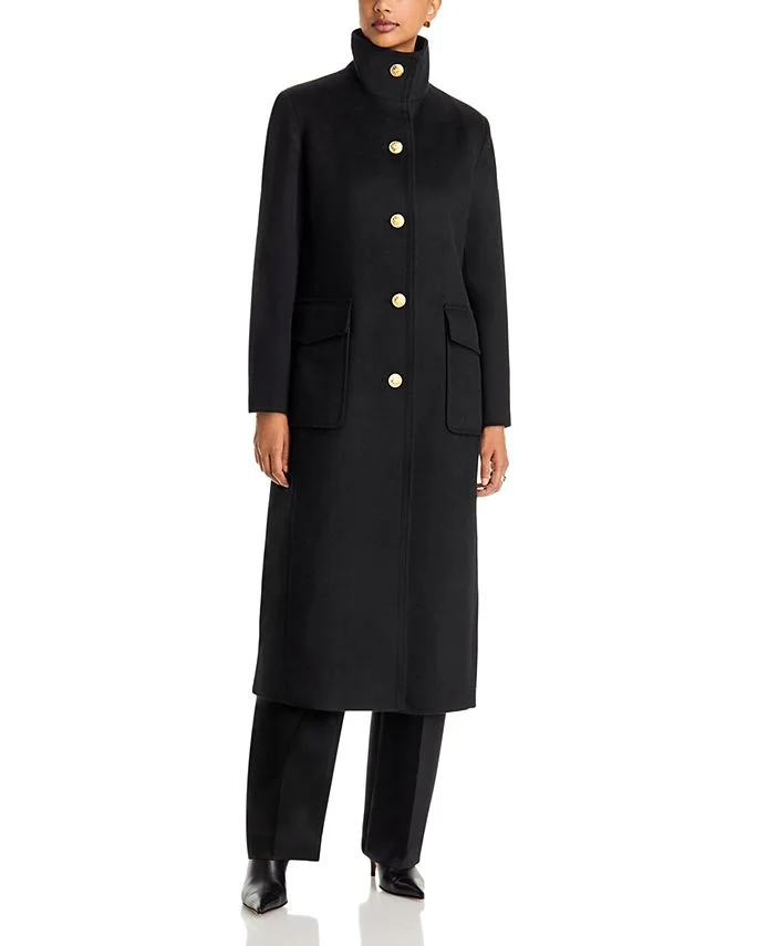 Stand Collar Button Front Coat