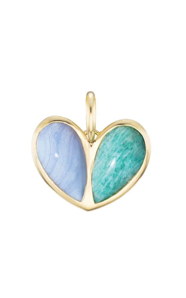 Mega Sweetheart 18K Yellow Gold, Agate And Amazonite Pendant