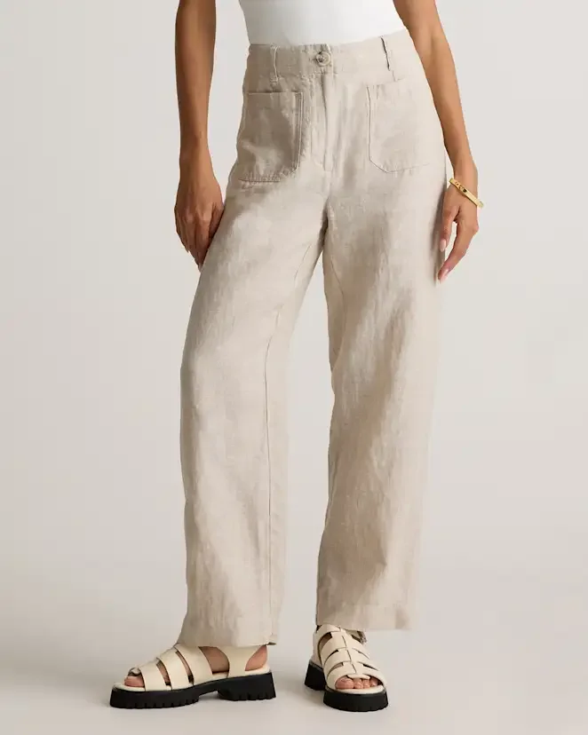 quince Flax 100% European Linen Patch Pocket Wide Leg Pants