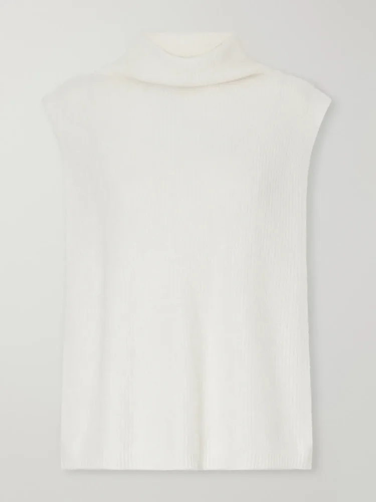 Aisla ribbed brushed cashmere turtleneck sweater vest