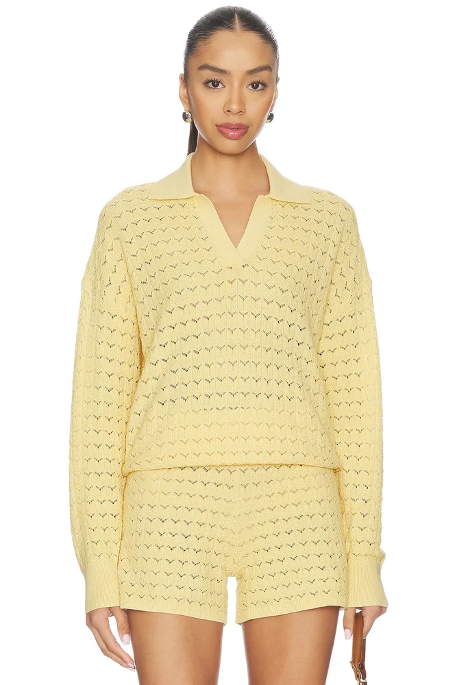 Tulip Pointelle Collared Pullover