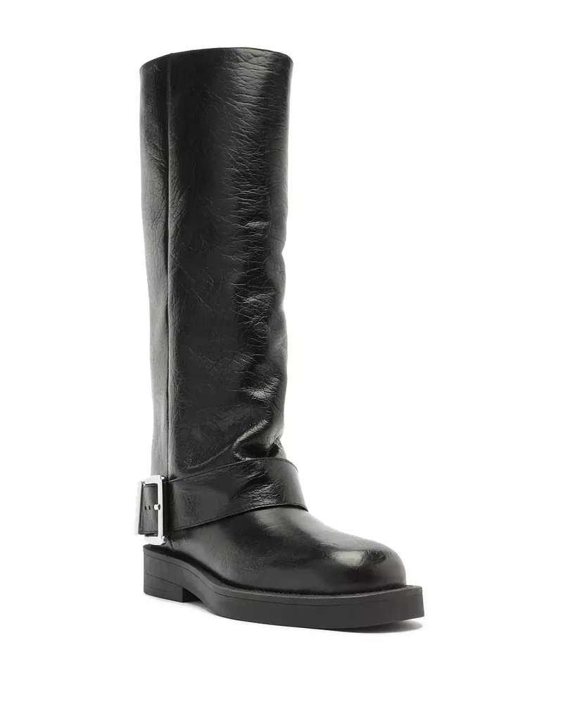 Women's Patrice Up Leather Moto Knee High Boots