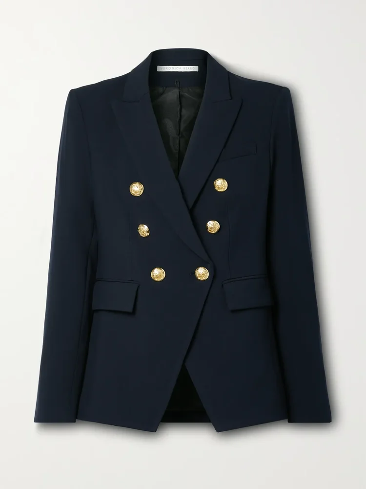 Miller Dickey double-breasted grain de poudre blazer in Midnight blue
