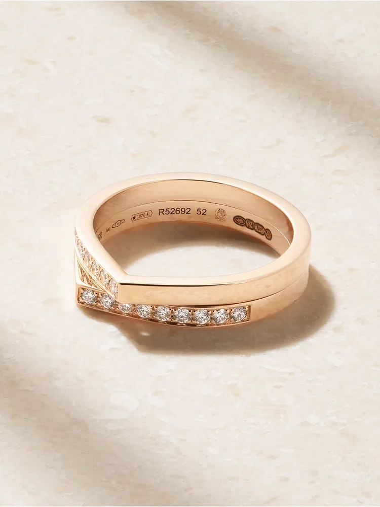 Antifer Heart 18-karat rose gold diamond ring