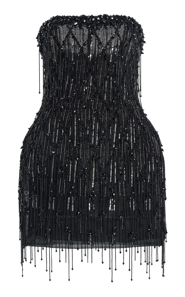 Embroidered Strapless Mini Dress
