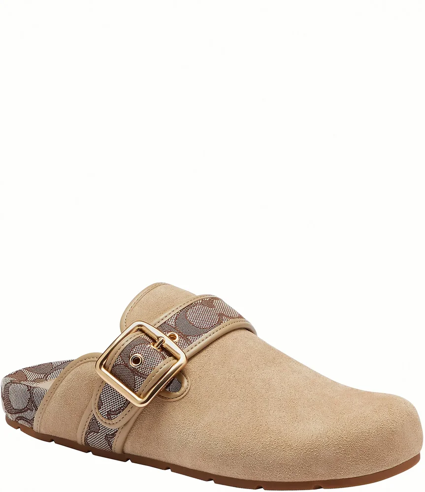 Women's Archival Suede and Signature Jacquard Buckle Hardware Clogs