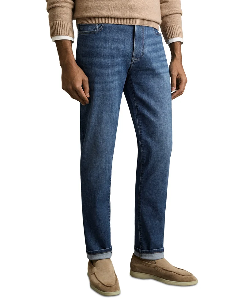 Tapered Slim Fit Jeans in Mid Blue Wash