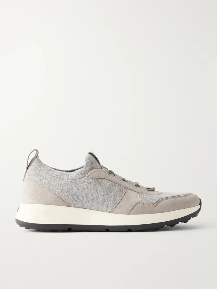 Suede-trimmed sneakers