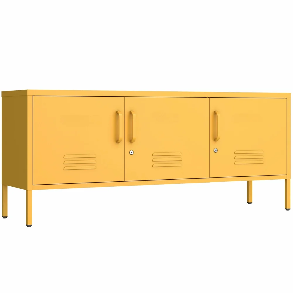 Sabatino 3 Door TV Stand Media Console Metal Storage Cabinet