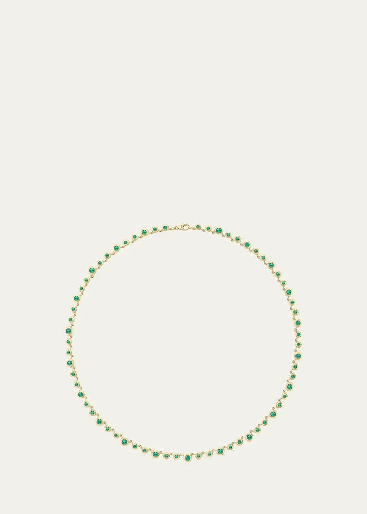 18K Yellow Gold Emerald Tennis Necklace