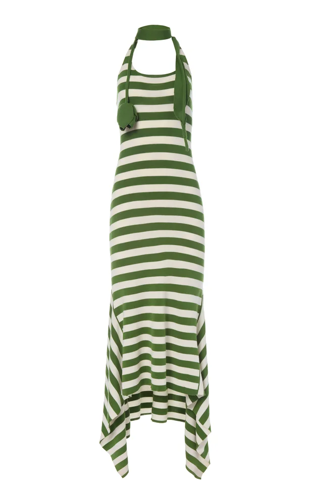 Scarf Collar Knit Midi Dress
