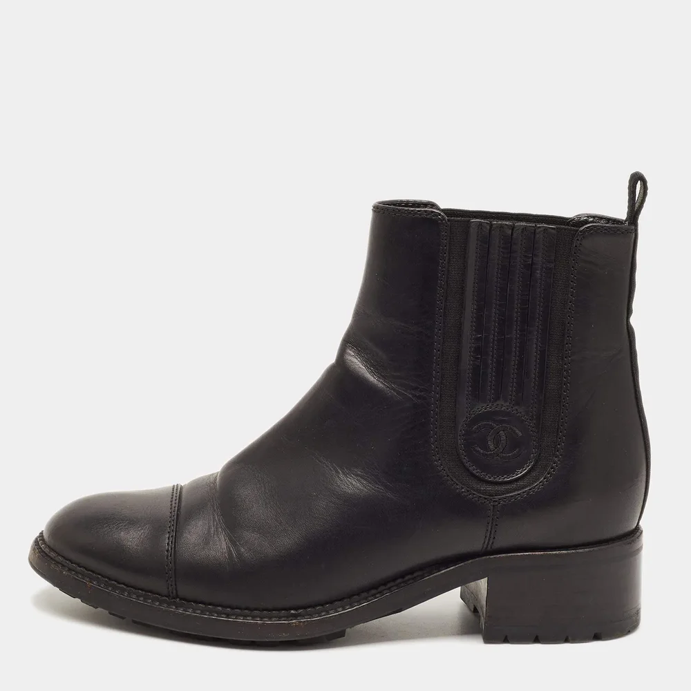 Size 39.5 Black Leather Combat Boots