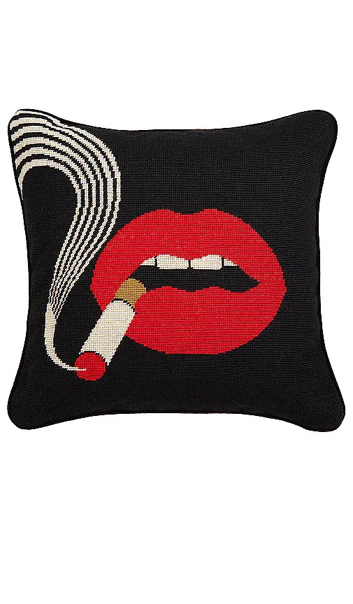 Lips Smolder Needlepoint Throw Pillow Jonathan Adler