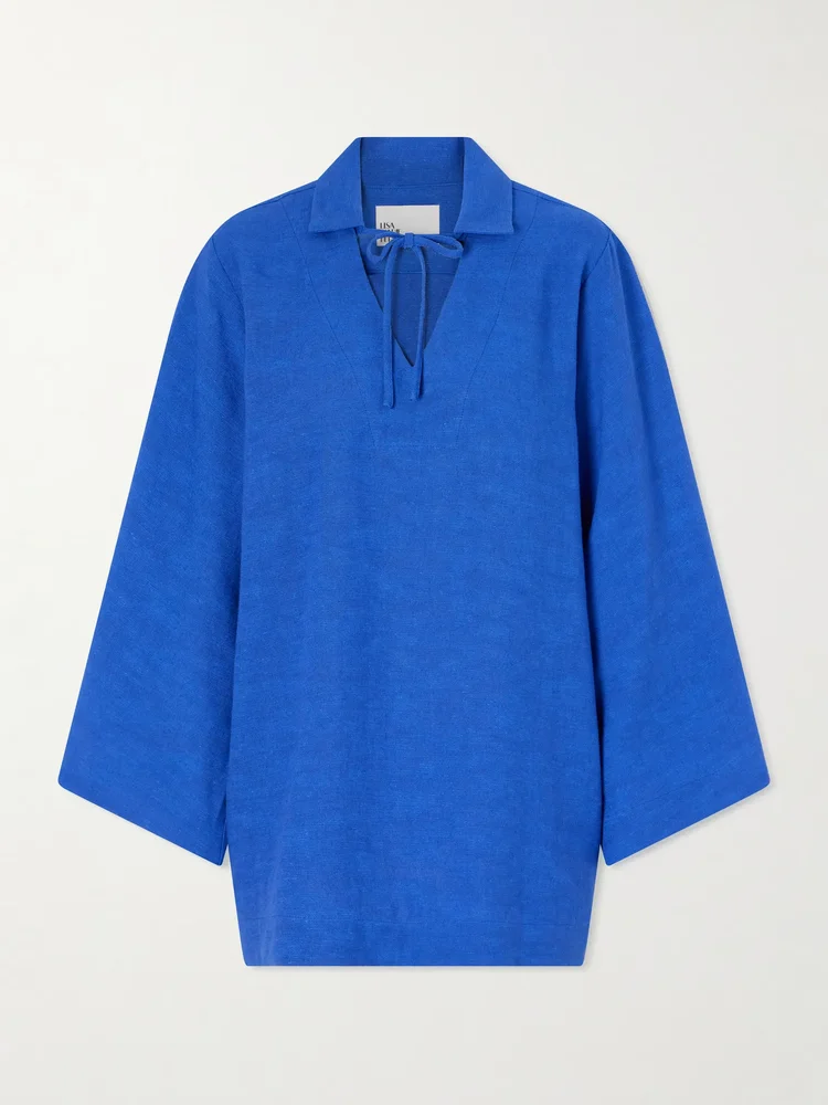 Tie-detailed woven tunic